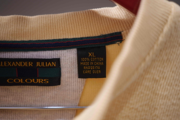 Colours Alexander Julian Men Sweater Yellow Long Sleeve Pullover Button Up Sz XL - Picture 5 of 6